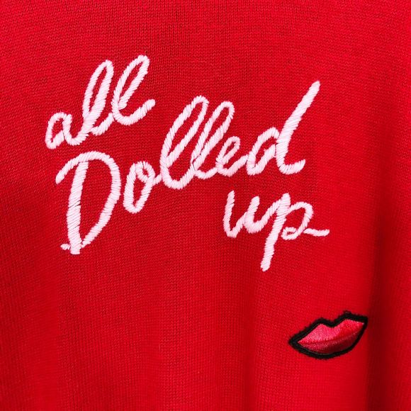 Kate Spade 'All Dolled Up' Embroidered Sweater Red - Picture 5 of 10